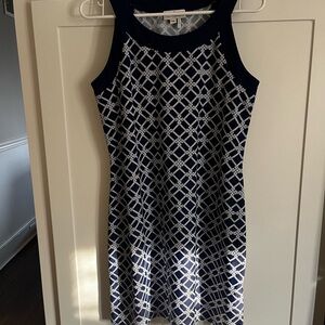 Jude Connally Navy and White Geometric Mini Dress